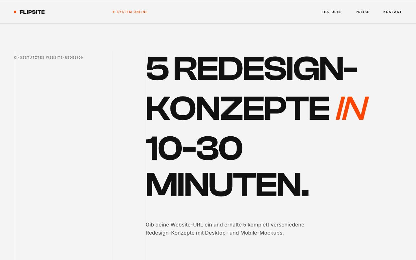 FlipSite — Redesign-Konzept